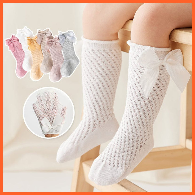 whatagift.com.au kids socks Newborn Baby Girl Bow Knee High Toddler Soft Cotton Bowknot Royal Princess Socks