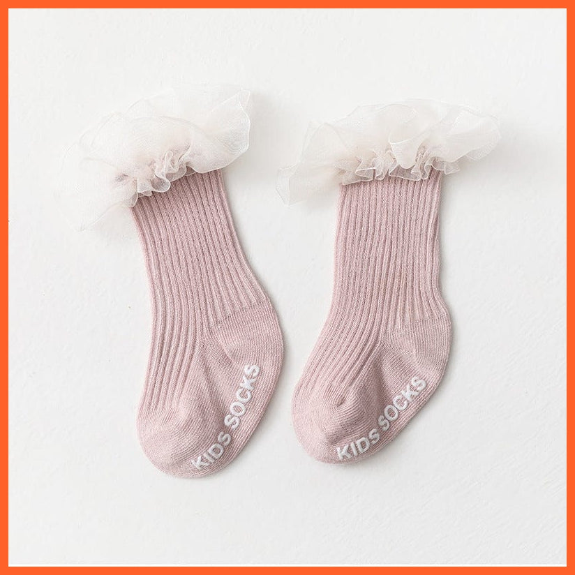whatagift.com.au kids socks Newborn Infant Knee High Ruffle Anti Slip Cotton Long Frilly Lace Kids Socks