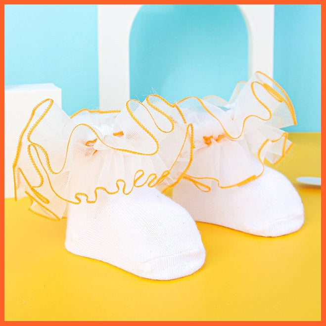whatagift.com.au kids socks Orange / 4-6 years old / China Children Baby Lace Socks | Princess Cotton Breathable Dance Thin White Socks