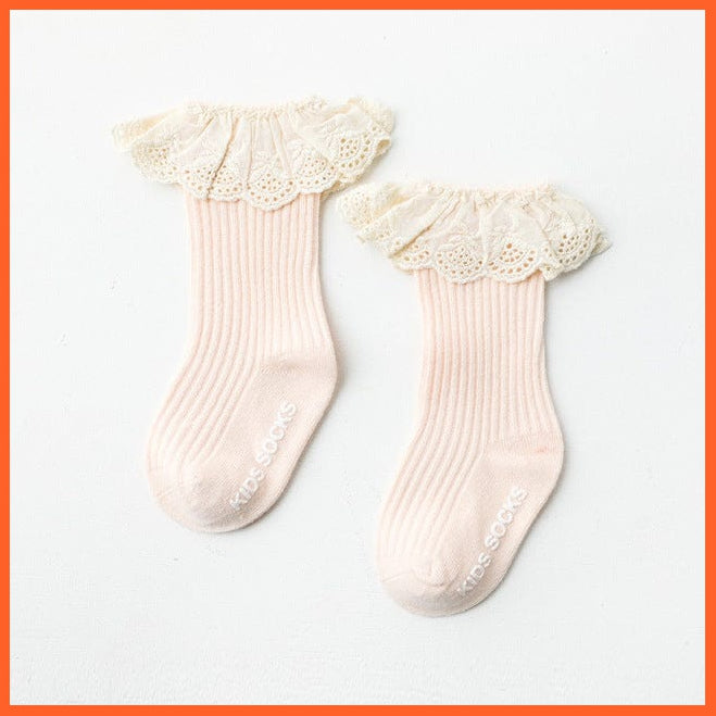 whatagift.com.au kids socks Pink / 1-3 Years (M) Newborn Baby Infant  Kid Knee High Lace Socks | Toddler Anti Slip Cotton Socks