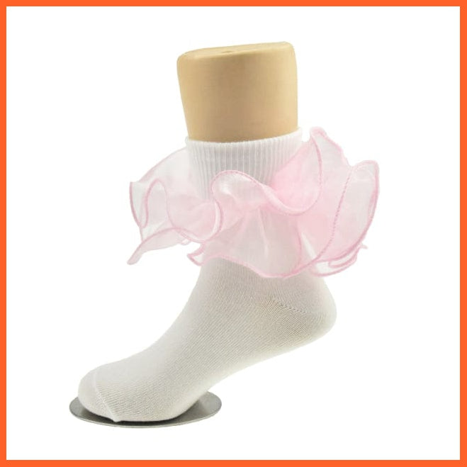 whatagift.com.au kids socks pink / 12-18 Years Children dance Girls socks | Latin frilly lace White princess socks