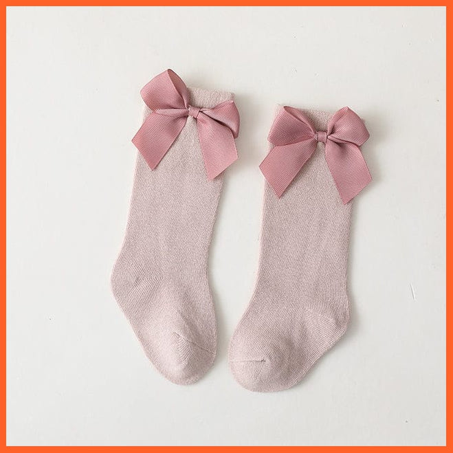 whatagift.com.au kids socks Pink / 3-5 Years (L) Baby Toddlers Autumn Winter Knee High Long Sock Cotton Big Bow Kids Socks