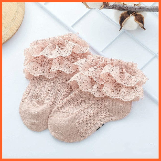 whatagift.com.au kids socks Pink / 3-5Years old Infant Newborn Toddler Lace Ruffled Frilly Warm Lace Tutu Solid Ankle Baby Socks