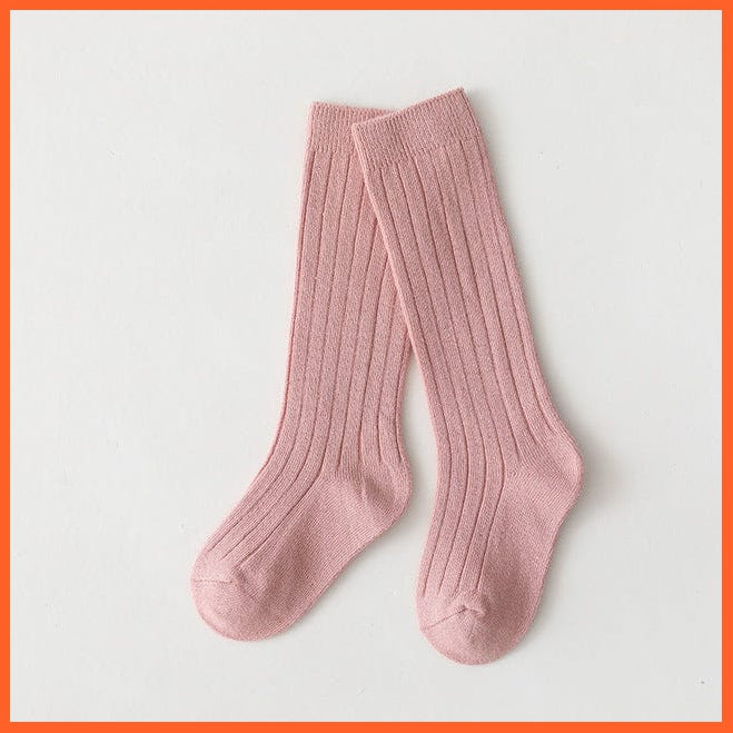 whatagift.com.au kids socks Pink / 5-8 Years(XL) Kids Boys Girls Cotton Breathable Stripe Soft Children Knee High Long Socks