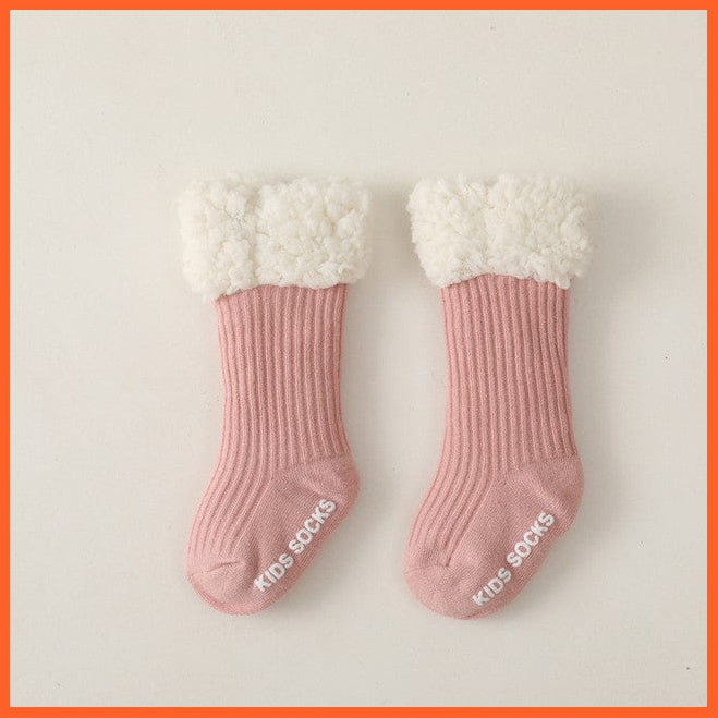 whatagift.com.au kids socks Pink / S(0-6Month) Winter Baby Cute Thicken Warm Kids Socks | Thermal 100% Cotton Anti Slip Socks