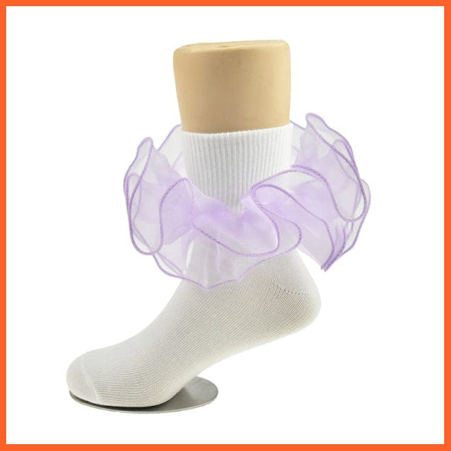 whatagift.com.au kids socks purple / 8-10 Years Children dance Girls socks | Latin frilly lace White princess socks