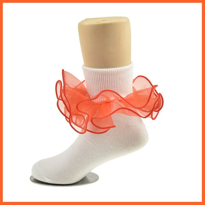 whatagift.com.au kids socks red / 8-10 Years Children dance Girls socks | Latin frilly lace White princess socks