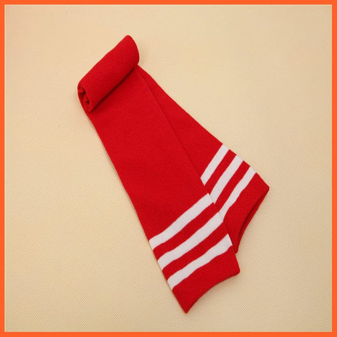 whatagift.com.au kids socks red / 8-12 years old Spring Kids Knee High Sport Socks | Football Stripes Cotton Skate Long Socks