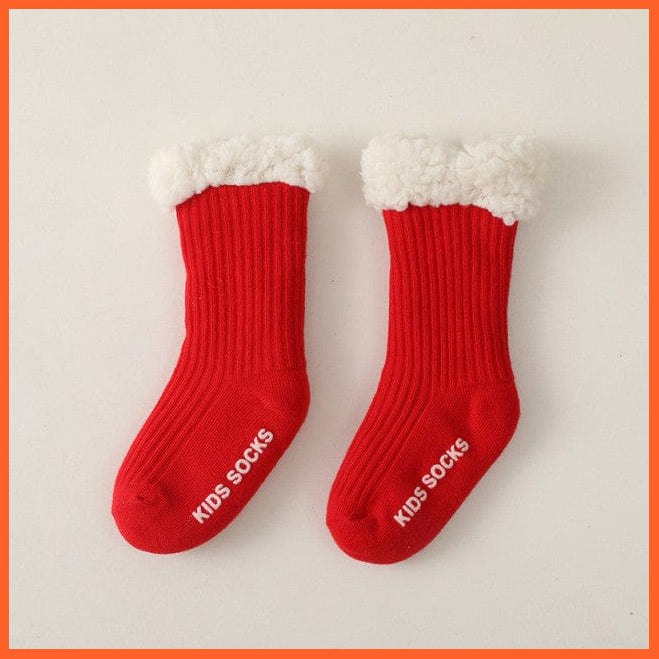 whatagift.com.au kids socks Red / L(1-3Year) Winter Baby Cute Thicken Warm Kids Socks | Thermal 100% Cotton Anti Slip Socks