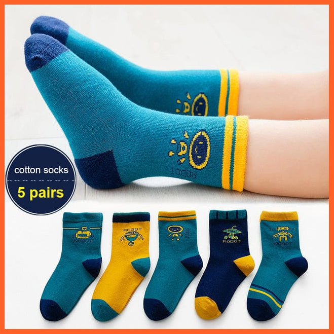 whatagift.com.au kids socks robot / M(3-5 years) 5Pair/Lot Children Socks Autumn Winter Cotton Breathable Socks