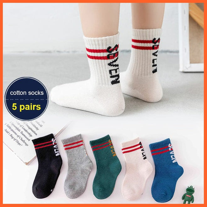 whatagift.com.au kids socks seven / M(3-5 years) 5Pair/Lot Children Socks Autumn Winter Cotton Breathable Socks