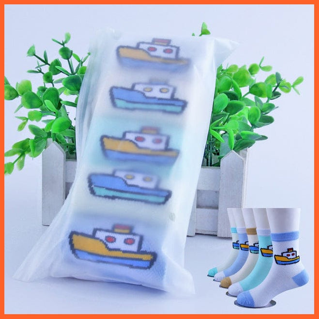 whatagift.com.au kids socks Ship / 7 to 9T Children Cartoon Socks For Kids | 5pcs/lot Teenager Stuff Soft Knee High Socks