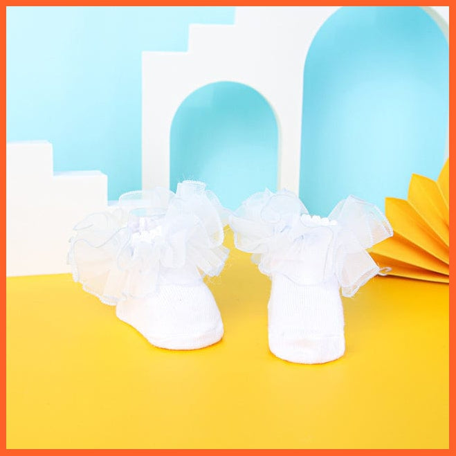 whatagift.com.au kids socks Sky blue / 4-6 years old / China Children Baby Lace Socks | Princess Cotton Breathable Dance Thin White Socks