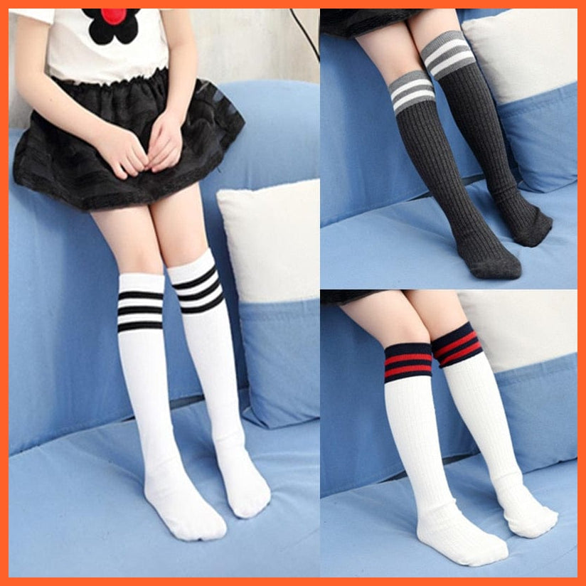 whatagift.com.au kids socks Spring Autumn Unisex Children Stockings Cotton Stripe Knee High kids Socks
