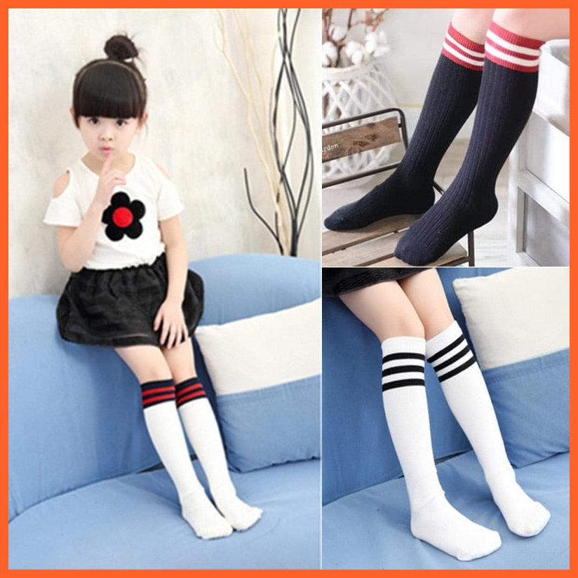 whatagift.com.au kids socks Spring Autumn Unisex Children Stockings Cotton Stripe Knee High kids Socks