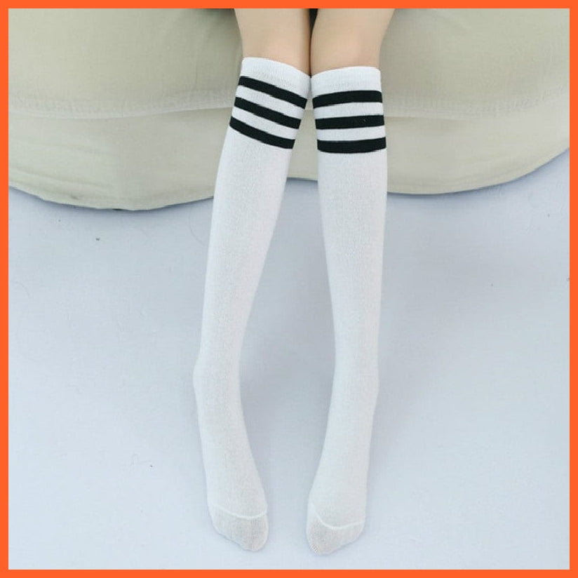 whatagift.com.au kids socks Spring Kids Knee High Sport Socks | Football Stripes Cotton Skate Long Socks