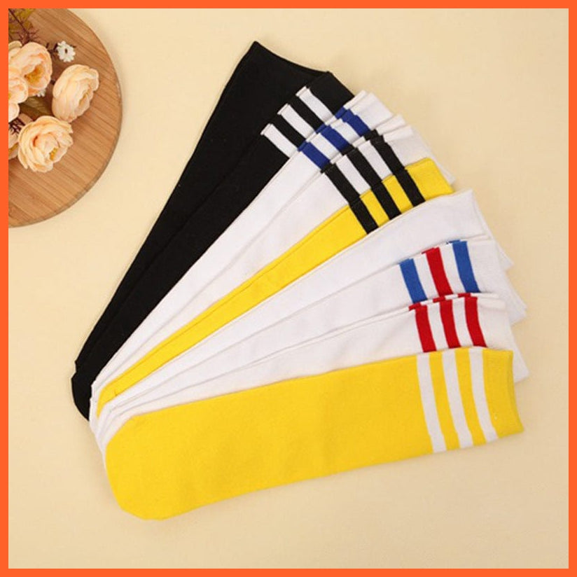 whatagift.com.au kids socks Spring Kids Knee High Sport Socks | Football Stripes Cotton Skate Long Socks