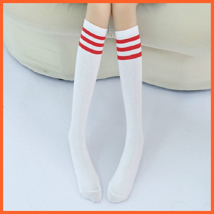 whatagift.com.au kids socks Spring Kids Knee High Sport Socks | Football Stripes Cotton Skate Long Socks