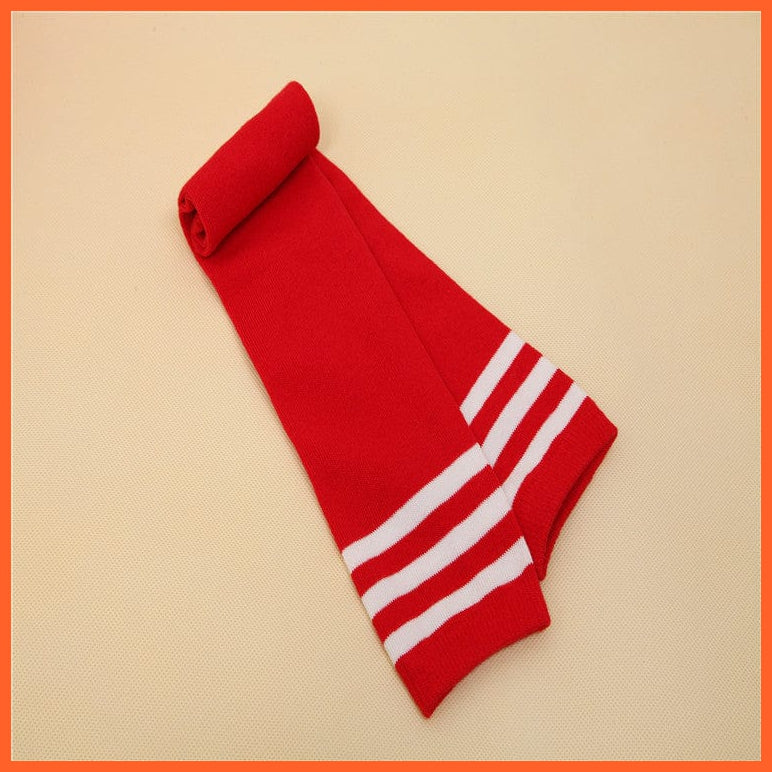 whatagift.com.au kids socks Spring Kids Knee High Sport Socks | Football Stripes Cotton Skate Long Socks