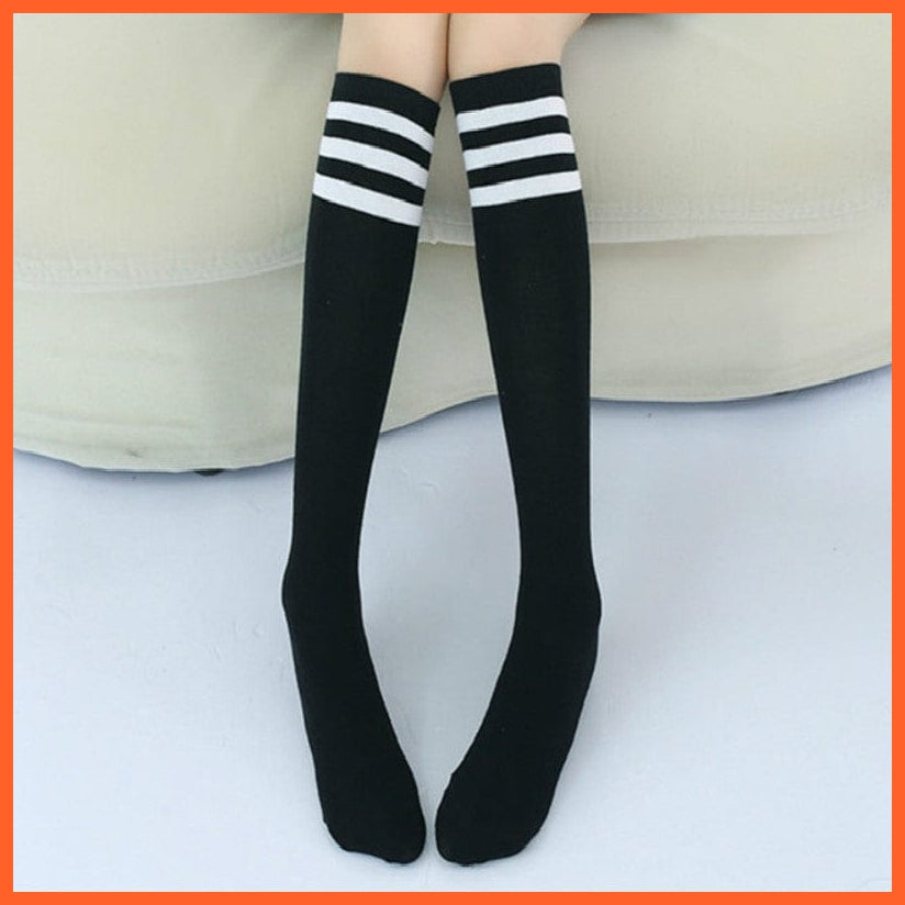 whatagift.com.au kids socks Spring Kids Knee High Sport Socks | Football Stripes Cotton Skate Long Socks