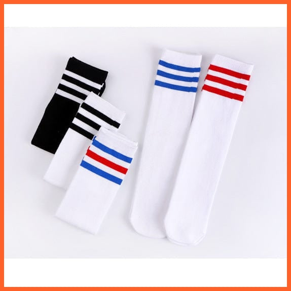 whatagift.com.au kids socks Spring Kids Knee High Sport Socks | Football Stripes Cotton Skate Long Socks