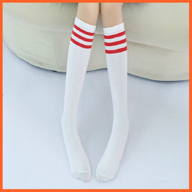 whatagift.com.au kids socks Spring Kids Knee High Sport Socks | Football Stripes Cotton Skate Long Socks