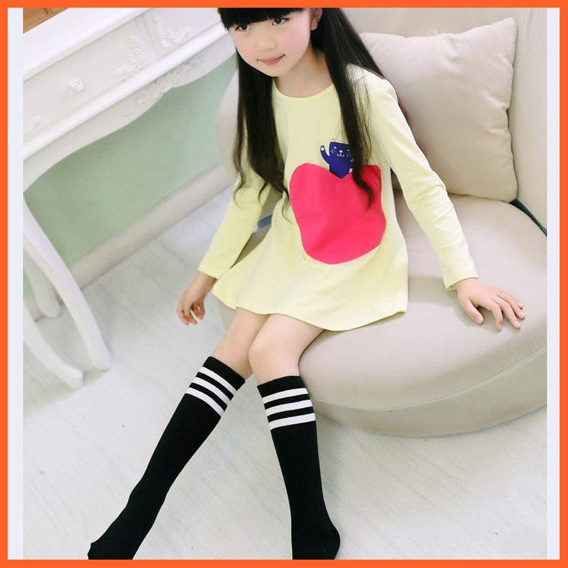 whatagift.com.au kids socks Spring Kids Knee High Sport Socks | Football Stripes Cotton Skate Long Socks