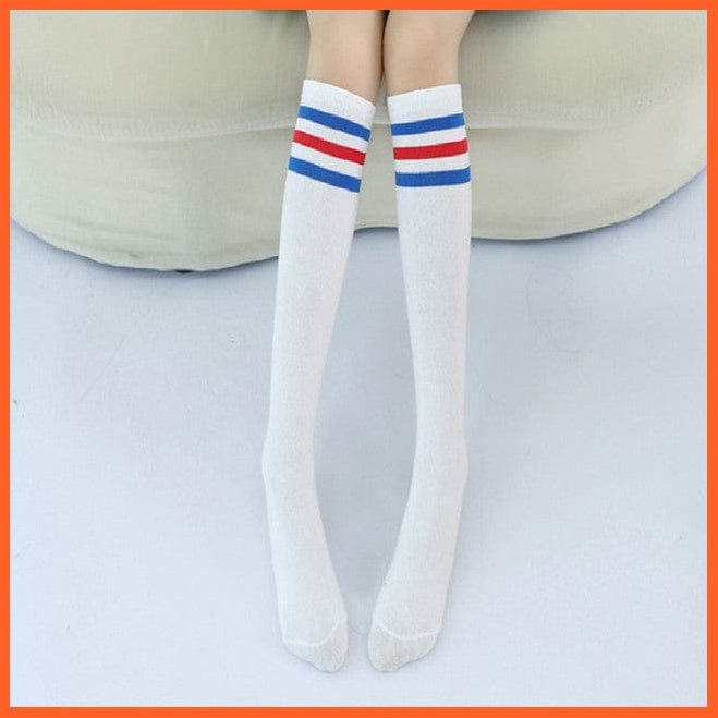 whatagift.com.au kids socks Spring Kids Knee High Sport Socks | Football Stripes Cotton Skate Long Socks