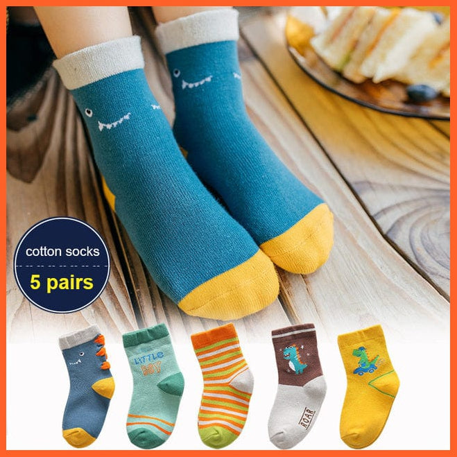 whatagift.com.au kids socks Stegosauruss / M(3-5 years) 5Pair/Lot Children Socks Autumn Winter Cotton Breathable Socks