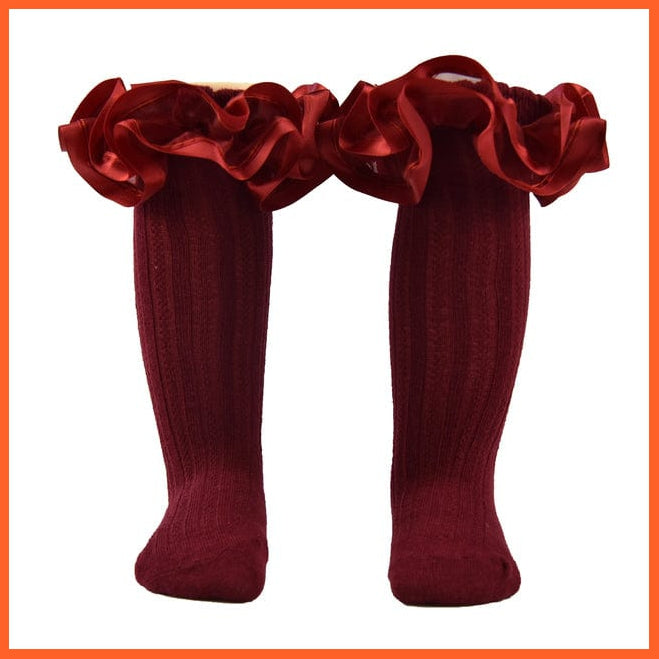 whatagift.com.au kids socks stockings burgundy / 0-1 Years Children Dance Princess Baby Socks | White Cotton Lace Latin Dance Socks