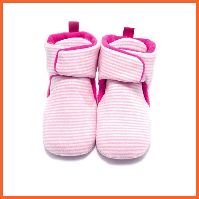 whatagift.com.au kids socks Striped Pink / 13-18 Months Unisex Baby Newborn Coral Fleece Winter Warm Infant Toddler Crib Shoes