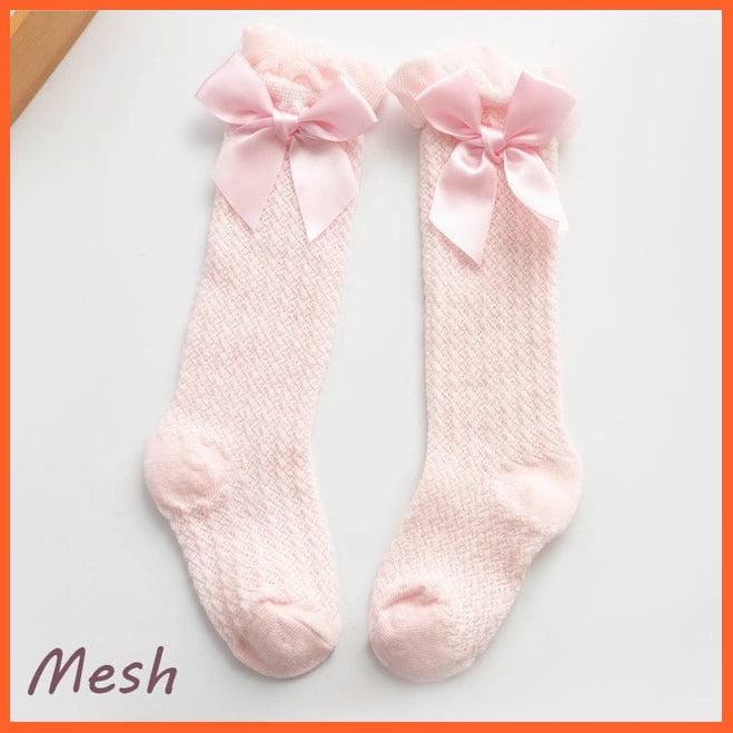 whatagift.com.au kids socks Style 2-Pink / 1-3T Newborn Baby Girl Bow Knee High Toddler Soft Cotton Bowknot Royal Princess Socks