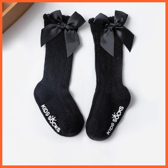 whatagift.com.au kids socks Style1-Black Bowknot / 1-3T Newborn Baby Girl Bow Knee High Toddler Soft Cotton Bowknot Royal Princess Socks