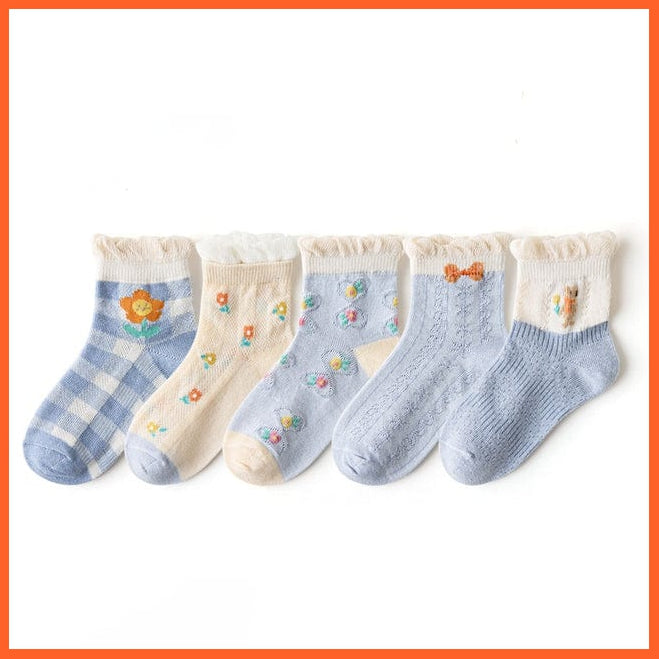whatagift.com.au kids socks Summer C / 1-3T 5 Pairs/lot Autumn Winter Warm Stripe Plaid Cartoon Cute Mesh Kids Socks