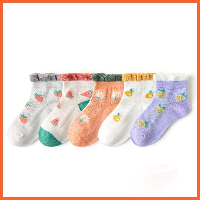 whatagift.com.au kids socks Summer G / 1-3T 5 Pairs/lot Autumn Winter Warm Stripe Plaid Cartoon Cute Mesh Kids Socks