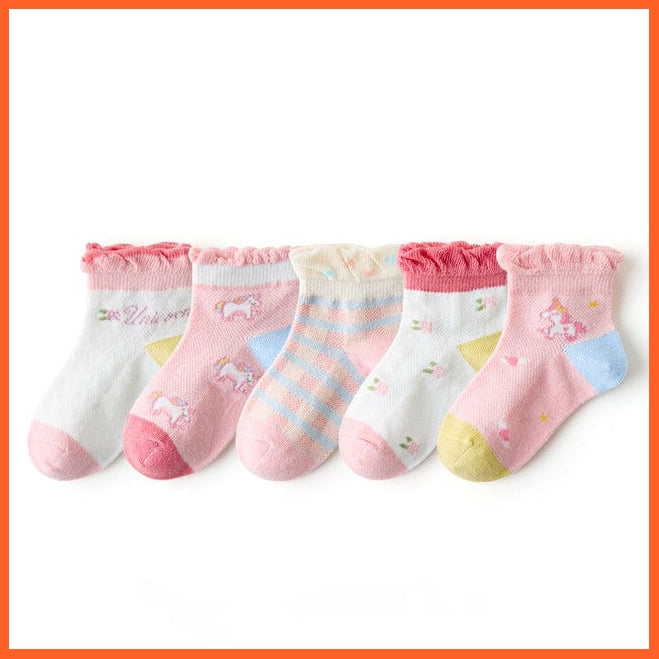 whatagift.com.au kids socks Summer K / 1-3T 5 Pairs/Lot Autumn Winter Warm Stripe Plaid Cartoon Cute Mesh Kids Sock