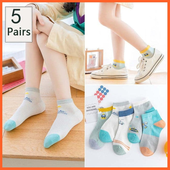 whatagift.com.au kids socks traffic / 1-3years 10Pcs/5Pairs Children Sports Unisex Cotton Stripe Infant Socks