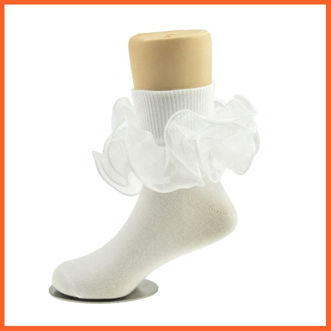 whatagift.com.au kids socks white / 1-3 Years Children dance Girls socks | Latin frilly lace White princess socks