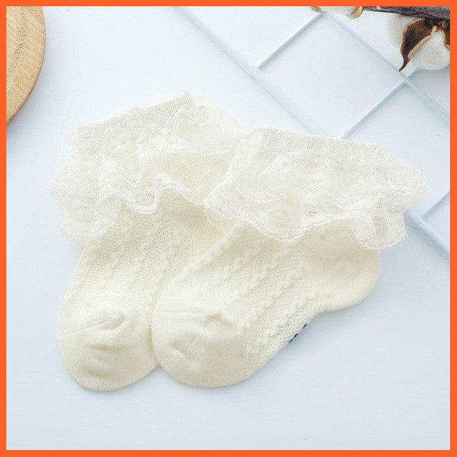 whatagift.com.au kids socks White / 6-12Month Infant Newborn Toddler Lace Ruffled Frilly Warm Lace Tutu Solid Ankle Baby Socks