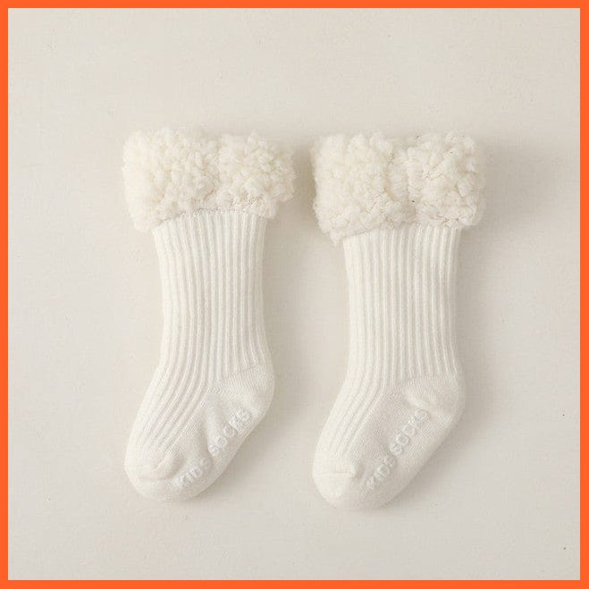 whatagift.com.au kids socks White / L(1-3Year) Winter Baby Cute Thicken Warm Kids Socks | Thermal 100% Cotton Anti Slip Socks
