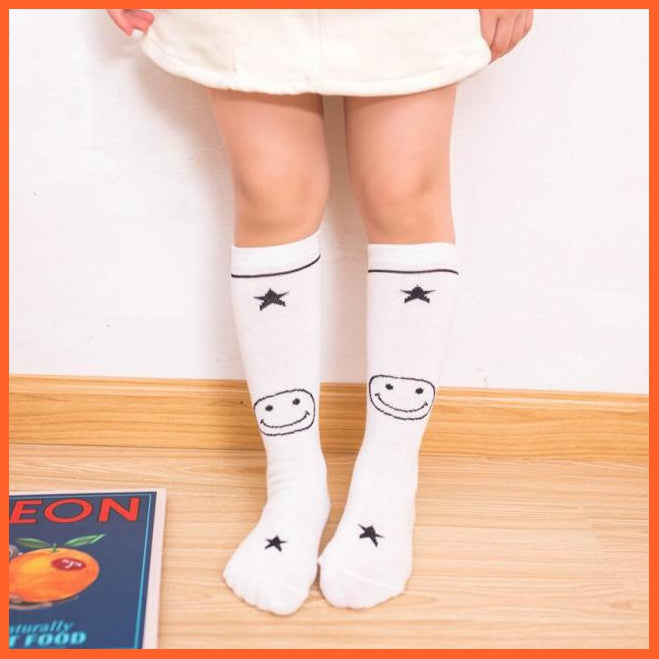 whatagift.com.au kids socks White Socks / 2 To 10 Year 30cm long Knee High Socks | Kids Stripe Dot leg Warm Cotton Boot Socks