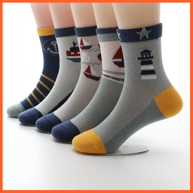 whatagift.com.au kids socks WY FCHUAN / 8 -11 year 5 Pairs / Lot Kids New Spring Summer Cotton Breathable Mesh Socks