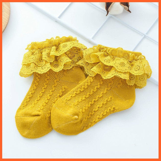 whatagift.com.au kids socks Yellow / 1-3Years old Infant Newborn Toddler Lace Ruffled Frilly Warm Lace Tutu Solid Ankle Baby Socks