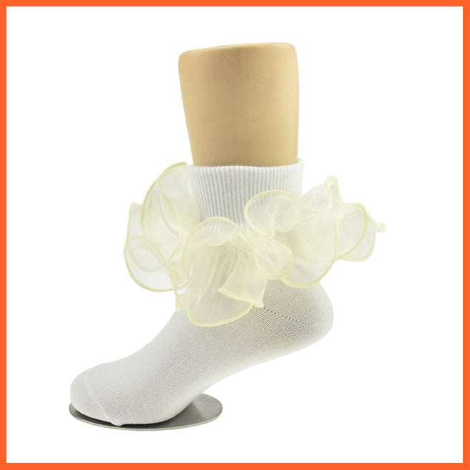 whatagift.com.au kids socks yellow / 12-18 Years Children dance Girls socks | Latin frilly lace White princess socks
