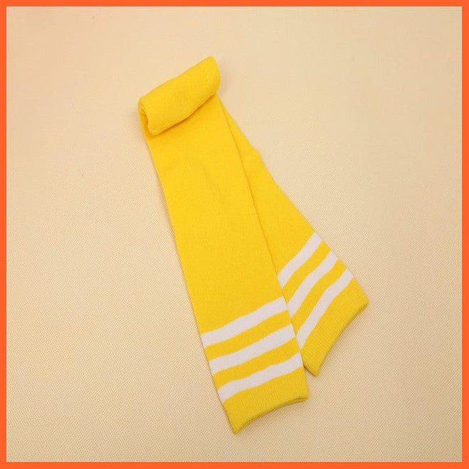 whatagift.com.au kids socks yellow / 5-7 years old Spring Kids Knee High Sport Socks | Football Stripes Cotton Skate Long Socks