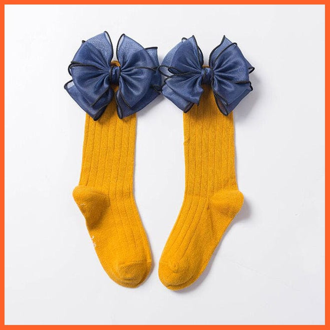 whatagift.com.au kids socks Yellow Bow / 1 To 3 Years Cute kids Socks With Bow | Toddlers Girls Knee High Socks Infant Baby Leg Warmer