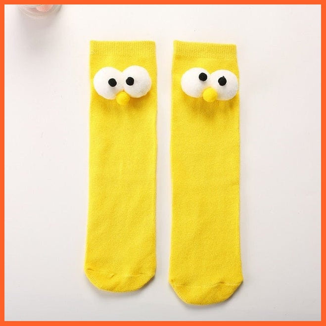 whatagift.com.au kids socks Yellow Kids Cotton Cartoon Big Eye Long Socks For Children | Girls Boys Baby Stockings