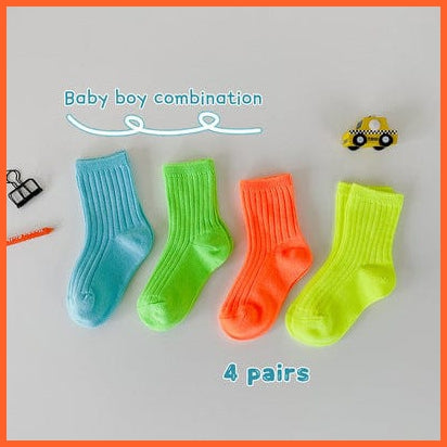 whatagift.com.au kids socks Z330 A / 3-5Y M Spring Kids Candy Bright Color Socks | Cotton Boys Girls Baby Cute Socks