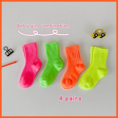 whatagift.com.au kids socks Z330 B / 5-8Y L Spring Kids Candy Bright Color Socks | Cotton Boys Girls Baby Cute Socks