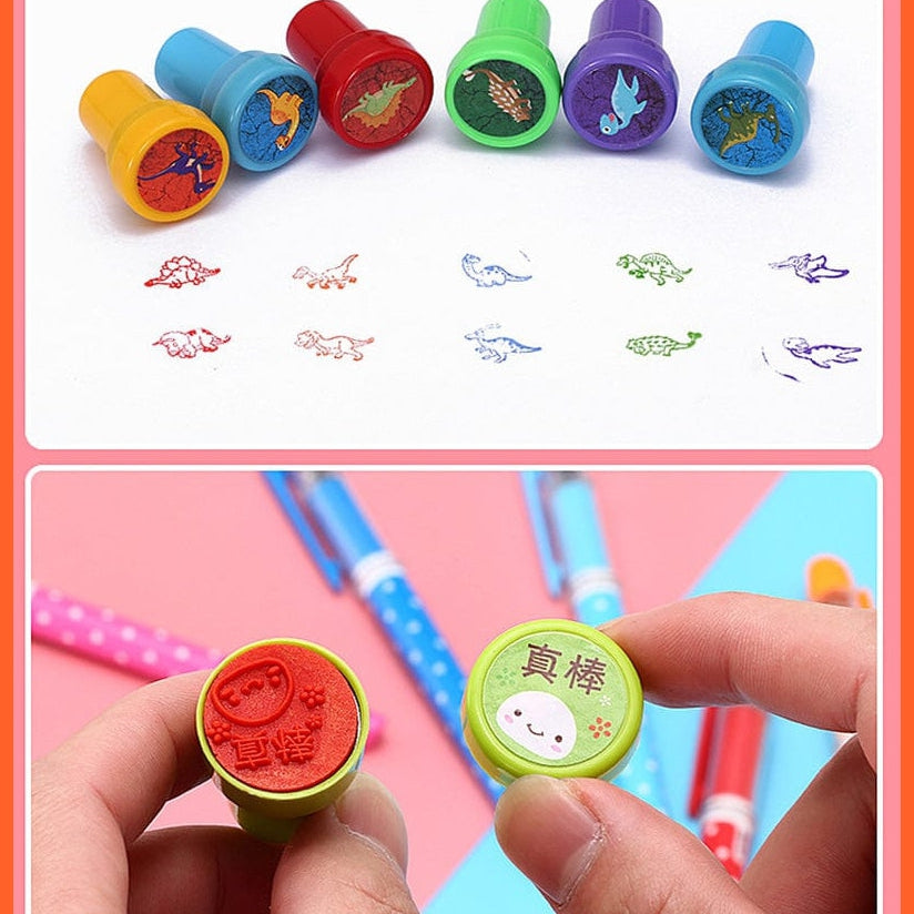 whatagift.com.au Kids Stamps 10pcs Assorted  Self-ink Smiley Face Seal Scrapbooking DIY Painting Toy Stamps